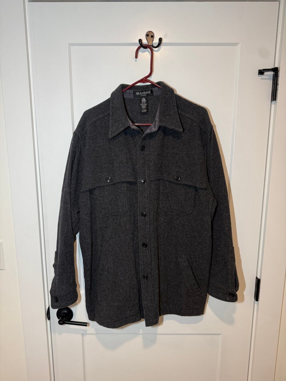 Brandini Le Collezioni Wool Mackinaw Cruiser Shacket. Button Up Shirt L